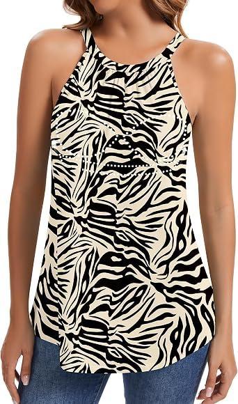 Visit the WOWENY Store WOWENY Women Halter Tank Tops with Built in Bra Flowy Camisole Top Loose Fit Sleeveless Summer Shirt Top