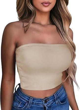 Visit the CHICGAL Store Summer Tube Tops Basic Crop Tops for Women Strapless Tank Casual Tunics Sexy Short Shirts 2026