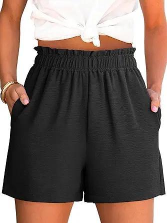Visit the ANRABESS Store ANRABESS Shorts for Women,Dressy Casual Elastic High Waisted,Comfy Lightweight Airy,Summer Shorts for Beach,Travel & Vacation