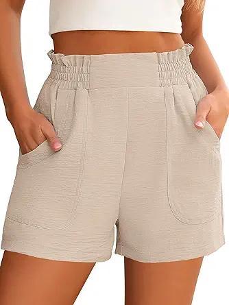 Visit the ANRABESS Store ANRABESS Shorts for Women Summer Casual Elastic High Waisted Wide Leg Cute Dressy 2026 Vacation Beach Clothes
