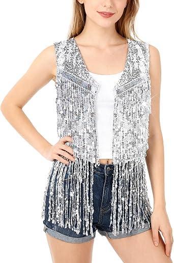 Visit the PARTTELY Store PARTTELY Women Fringe Vest 70s Hippie Costume Faux Suede Rivets Tassel Sleeveless Cowgirl Western Costume Jacket Outerwear
