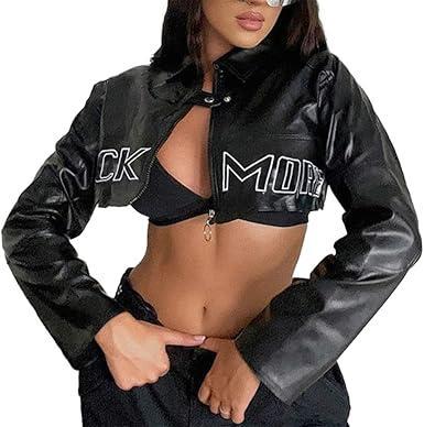 Visit the Sup-Coente Store Sup-Coente Goth Fashion Crop Top Jacket for Women Teen Girls Juniors or Teenagers