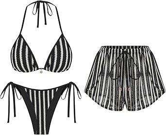Visit the ZAFUL Store ZAFUL Womens 3 Piece Bikini Set with Shorts Cute Vacation Swimsuits for Beach Cruise Bathing Suits 2026