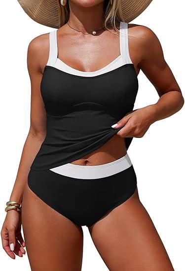 Visit the ZAFUL Store ZAFUL Womens Tankini Swimsuits Retro High Wasited 2 Piece Bathing Suit Modest Tummy Control Vacation Swimwear 2026