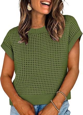 Visit the WIHOLL Store WIHOLL Womens Summer Cap Sleeve Crochet Tops Hollow Out Spring Sweaters Vacation Cruise Outfits Fashion Clothing 2026