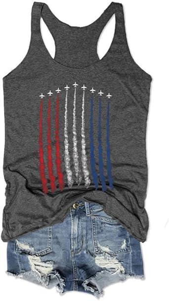 Brand: Ymoshoe American Flag Tank Tops for Women 4th of July Air Force Flyover Flag Tank Shirts with Eagle Patriotic USA Flag Vest Shirt