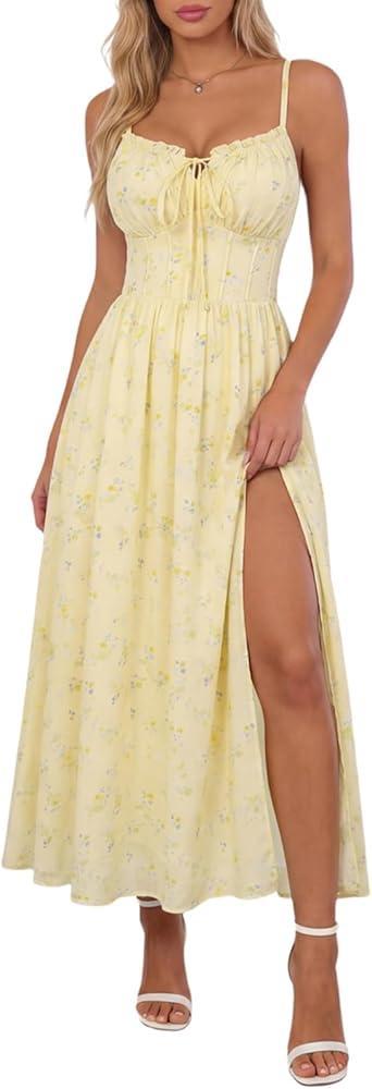 Visit the Scarlet Darkness Store Scarlet Darkness Floral Dress for Women 2026 Corset Milkmaid Sundress Wedding Guest Dresses