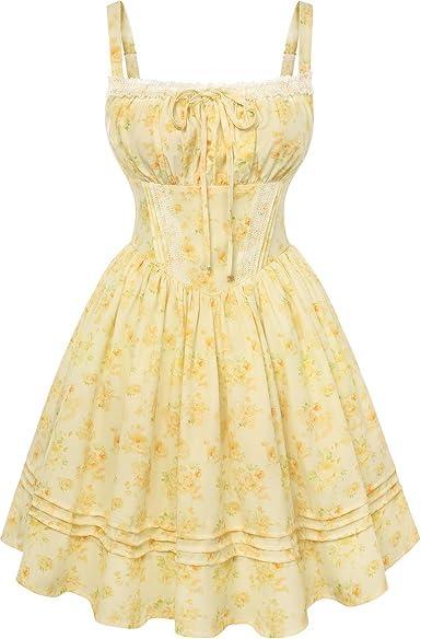 Visit the Scarlet Darkness Store Scarlet Darkness Floral Corset Dress Summer Mini Dresses for Women Teens 2026 Graduation Sundress with Pocket