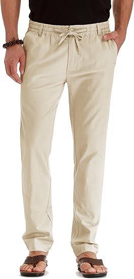 Visit the Sailwind Store Sailwind Men's Drawstring Linen Pants Casual Summer Beach Loose Trousers