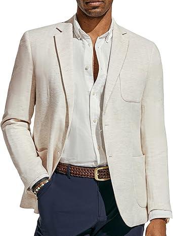 Visit the PJ PAUL JONES Store PJ PAUL JONES Men's Blazer Jacket Cotton Linen Sports Coats Regular Fit Two Buttons Herringbone Suit Jackets