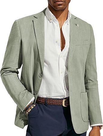 Visit the PJ PAUL JONES Store PJ PAUL JONES Mens Casual Blazer Lightweight Linen Sport Coat 2 Button Unlined Suit Jackets