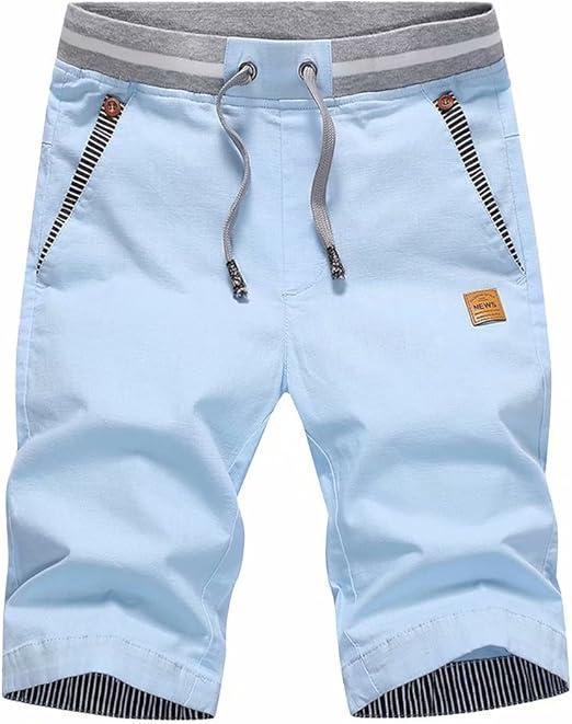 Visit the STICKON Store STICKON Men's Shorts Casual Classic Fit Drawstring Summer Beach Shorts with Elastic Waist and Pockets