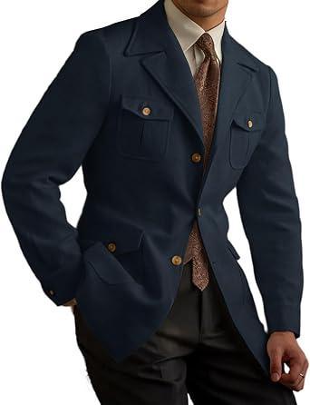 Brand: JULUOYIE Men's Linen Blend Jacket Vintage Summer Blazer 4 Pockets Lightweight Sport Coat