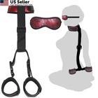 Adjustable BDSM Bondage Set Neck to Wrist Restraints Collar Blindfold Red USA