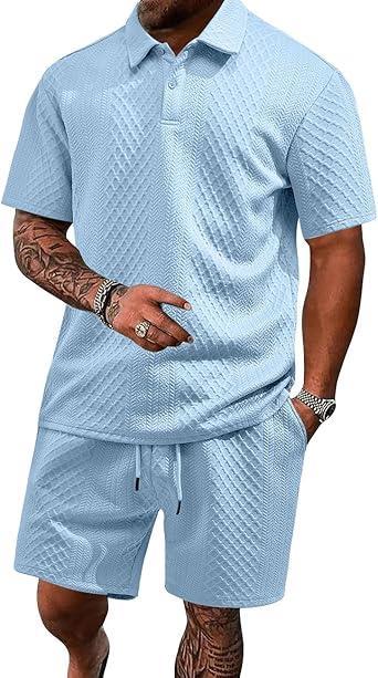 Visit the LINENNMAIN Store Men's 2 Pieces Outfits Casual Polo Shirt and Shorts Set Collar Athletic Jogging Summer Tracksuit