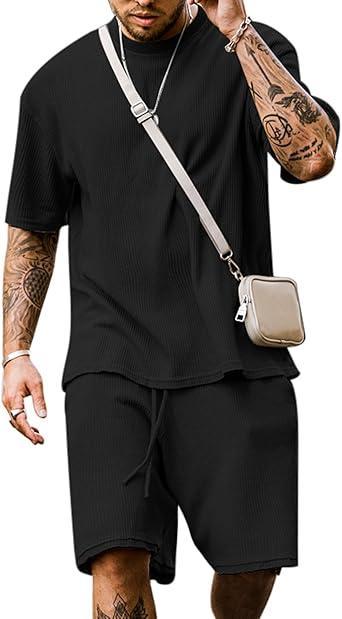 Visit the Babioboa Store Babioboa Men's Short Sleeve Tracksuit Summer T Shirt & Shorts set 2 Pockets Oversize Two Piece Casual Daily Duty-off