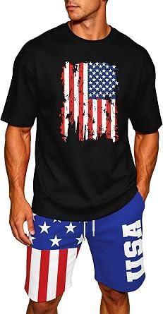 Visit the Ithalt Store Ithalt Patriotic Shirts for Men 4th of July Outfit 2 Piece Set Short Sleeve and Shorts American Flag 250th Anniversary