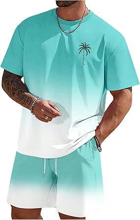 Visit the RoseSeek Store RoseSeek Men's Short Sets 2 Piece Outfits Tropical Graphic Tees and Shorts Sets Beach Vacation Outfits